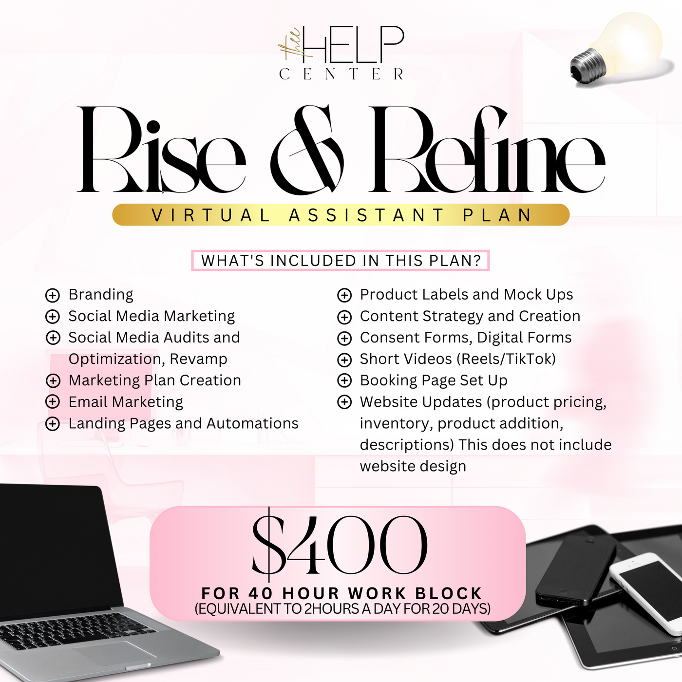 Rise and Refine (Virtual Assistant Plan) 40hr Work Block