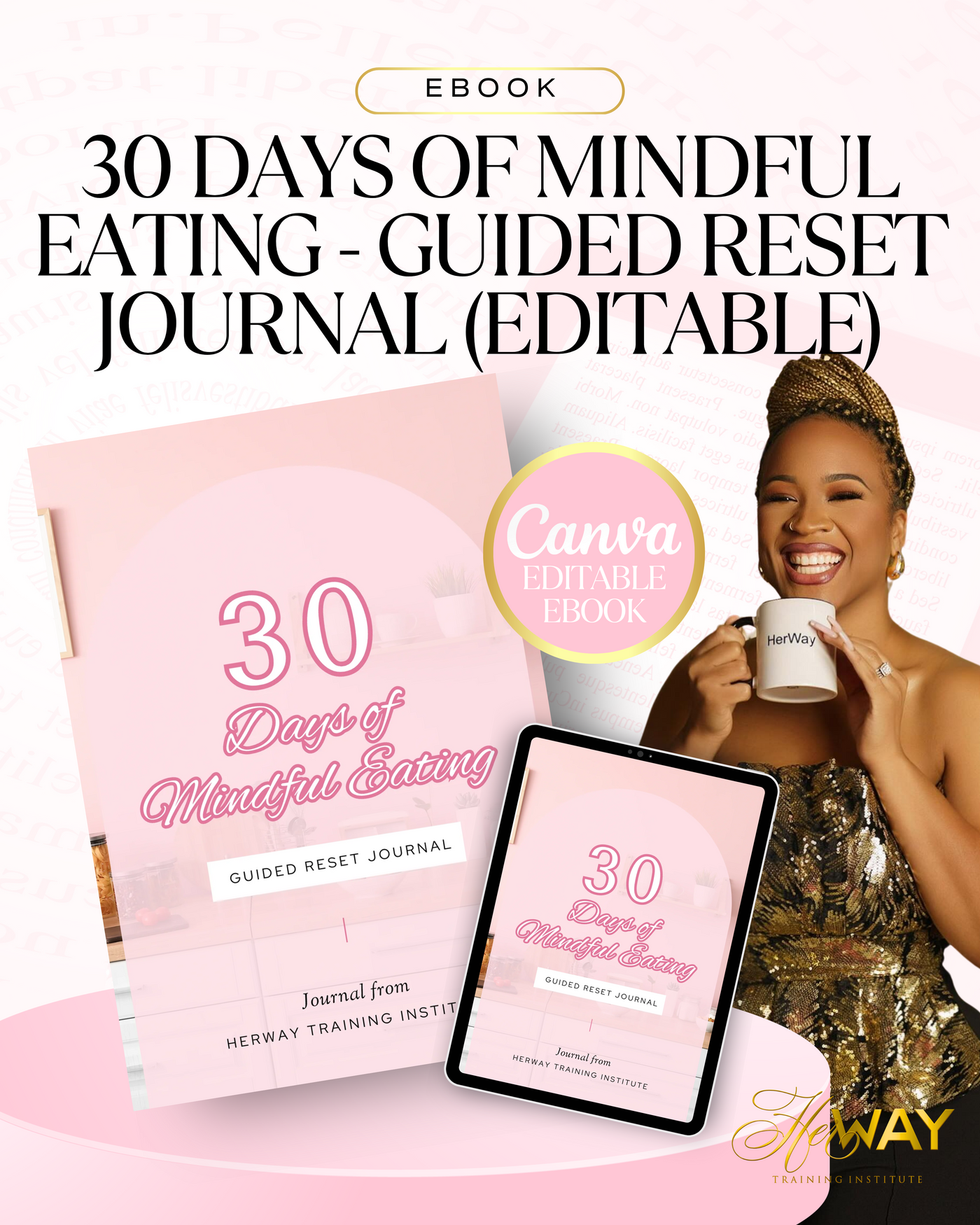 30 Days of Mindful Eating - Guided Reset Journal EDITABLE