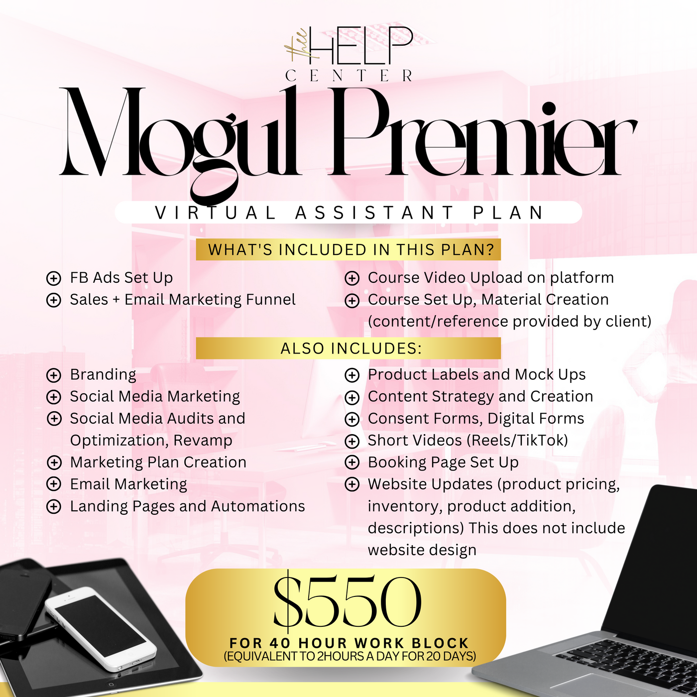 Mogul Premier (Virtual Assistant Plan) 40hr Work Block